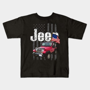 Jeep Wrangler YJ Jeepcar JEEP Flag Kids T-Shirt